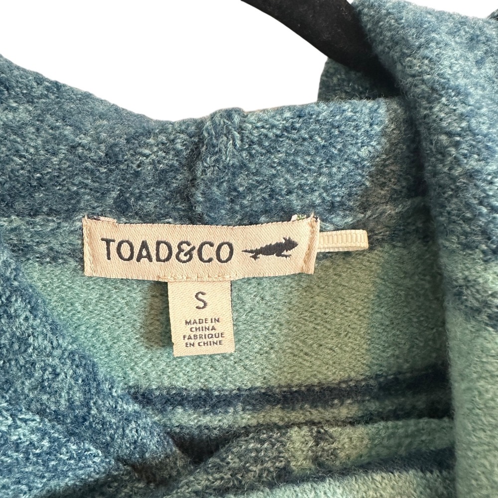 Toad&Co Sweater Heartfelt Merino Hoodie S 100% Wool Striped Cardigan Gooseberry - Picture 10 of 12
